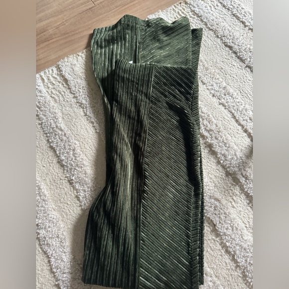 Olive Green Women's High-Waisted Pants - Picture 2 of 3